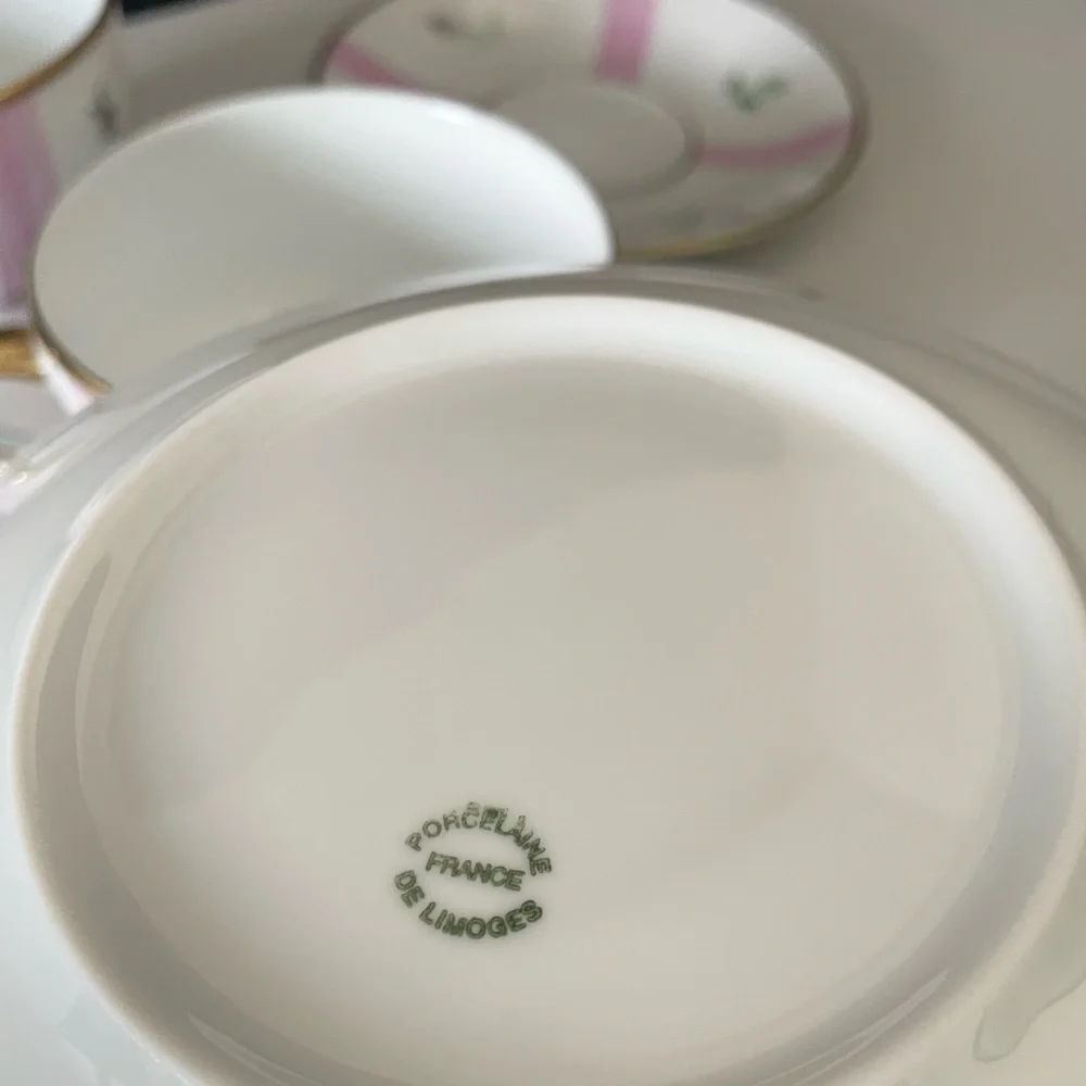 SET of 2 Pink Rose Breakfast Cups & Saucers - Marie Daage Limoges